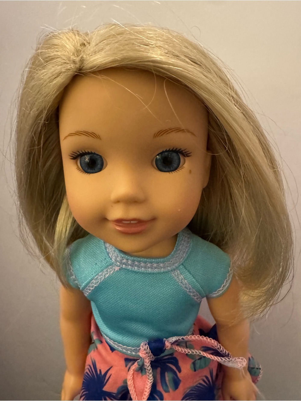 American Girl Doll  14” Wellie Wishers ~Camille~  Blonde Hair Blue Eyes #2 Dress - Picture 4 of 9